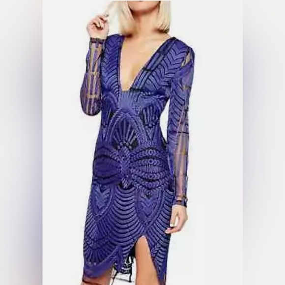 Lavish Alice Dresses & Skirts - Lavish Alice Embroidered Mesh Bodycon Dress Size 6